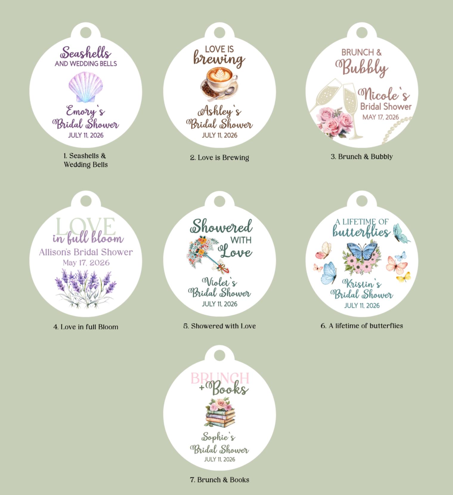 Personalized Bridal Shower Favor Tags | Custom Brunch & Bubbly Floral ...