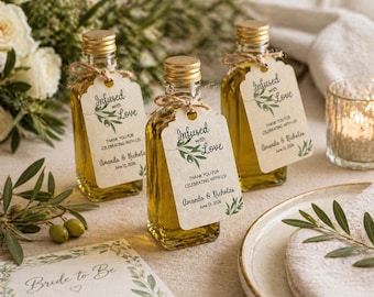 Infused with Love Olive Oil Favor Tags, Rustic Italian Wedding or Engagement Decor