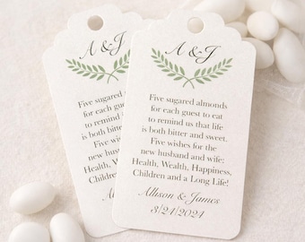 Personalized Italian Wedding Tags for Favors, Handmade, Shimmer White Paper