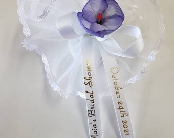 Italian Style Favor| Bomboniera| Almond Candy| Personalized Ribbon| Purple Flower