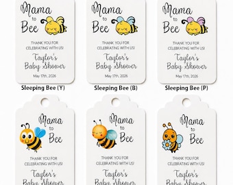 Mama to Bee Baby Shower Favor Tags | Bumble Bee Theme Thank You Labels