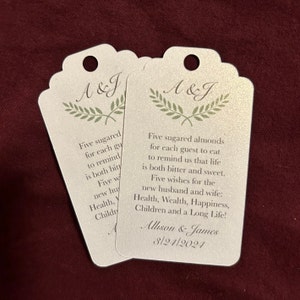 Personalized Italian Wedding Tags for Favors, Handmade, Shimmer White Paper