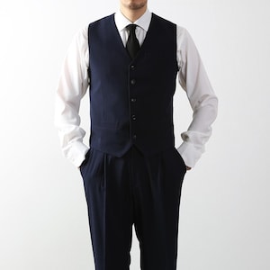 Klassiek passend basiskostuum voor heren in marineblauw / colbert 5-knoopsvest Klassiek dichtgeknoopt