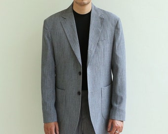Paletó de linho cinza de verão – Blazer simples texturizado leve para homens