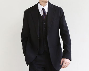 Basic Men's Single Suit Jacket in Black Color / 3roll 2button Tailored Blazer Single Breasted Jacket