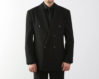 HOTK Men's Double Breasted Suit - Peak Lapel 2 Piece Wedding Business Formal Suit With Custom Options