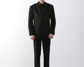 クラシックな2ピースメンズベーシックオーバーサイズダブルブレスト