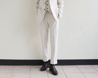 Basic Men's Suit Pants in Ivory Color / Dress Trousers