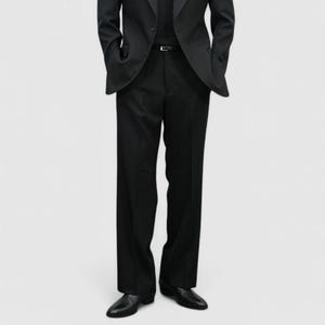 Black Semi-Flare Tailored Pants for Men – Soft Stretch Suit Trousers for Spring and Fall