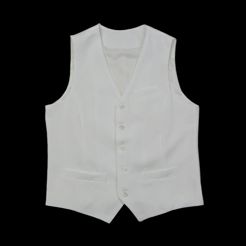 Classic Fit Men's Basic Suit Vest in Ivory Color / Dress Suit 5 Button