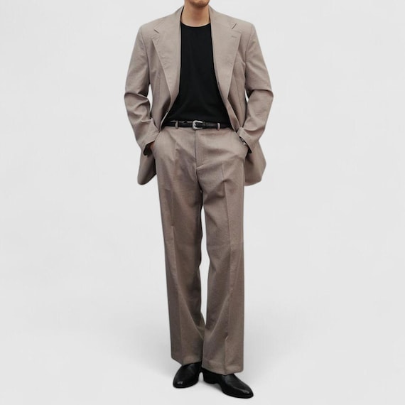 Beige Summer Semi-Flare Trousers - Lightweight Tailored Pants for Men