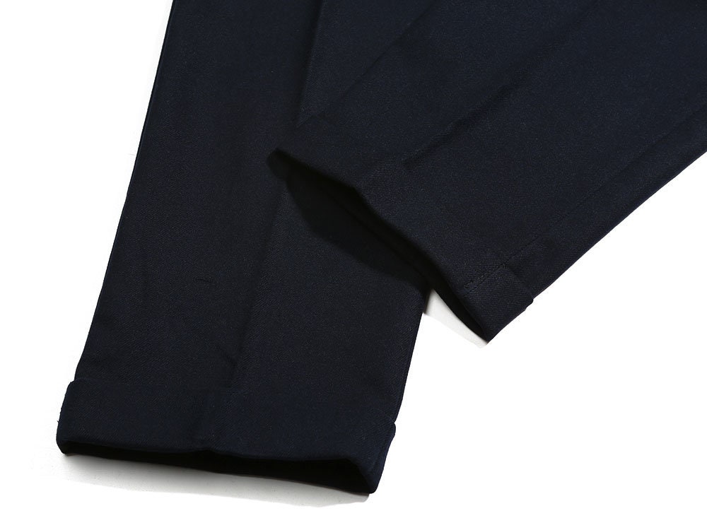 Navy Blue Classic Fit Pleated Pants - 100% Percent Wool Fabric Suit - Worsted Wool Business Suit