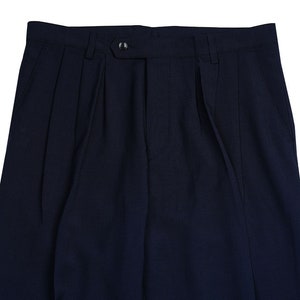 Basic Overfit Men's Suit Pants in Navy Color / Dress Pleat Semi-Balloon Fit Tailored Trousers image 7