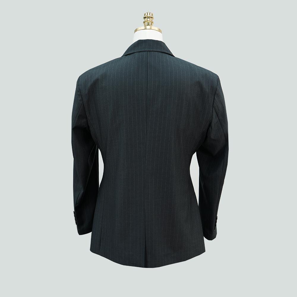 Gray Striped Summer 2-piece Suit – Double-breasted Blazer and Semi