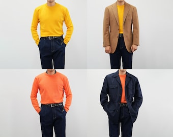Classic Men's Warm Crew Neck Long Sleeve Knit Top / Korean Style Men Clothes / Office Look Top / Everyday Basic Soft Knit Top