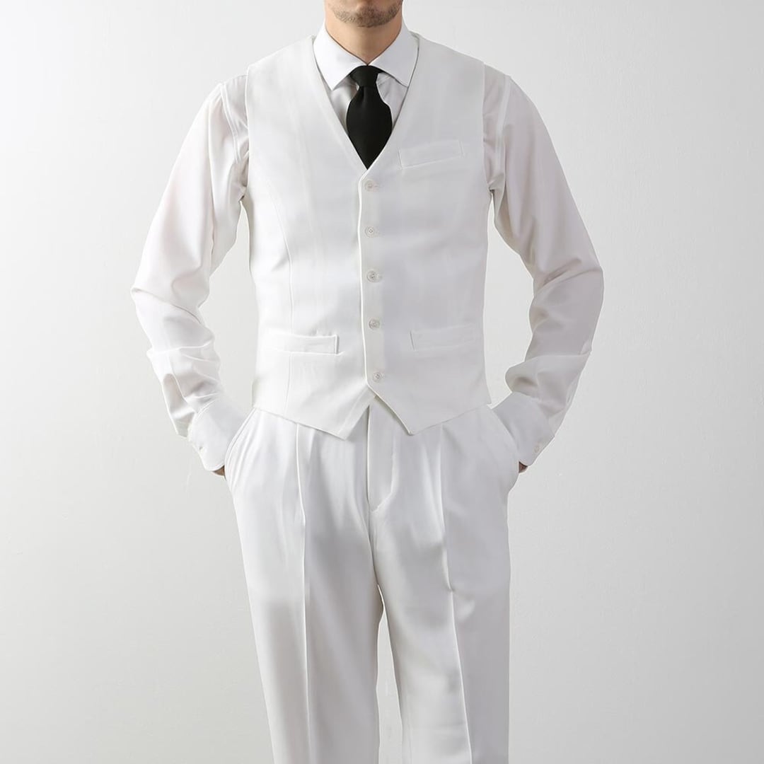 Mens Classic 5 Button Suit Vest in Beige main image 1