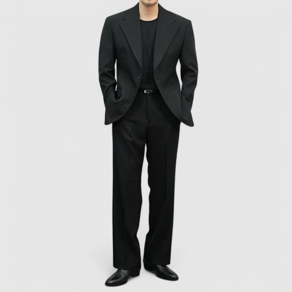 Black Semi-flare Tailored Pants for Men – Soft Stretch Suit