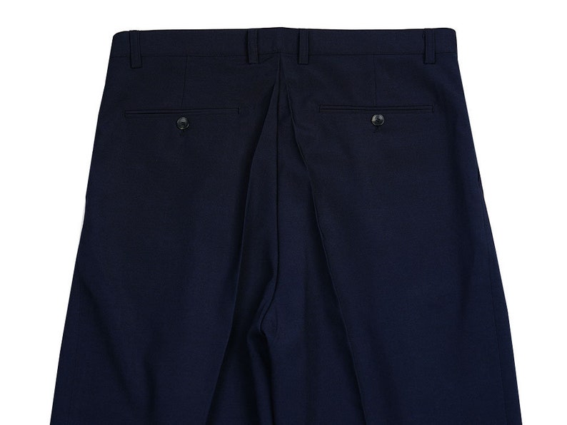 Basic Overfit Men's Suit Pants in Navy Color / Dress Pleat Semi-Balloon Fit Tailored Trousers image 9