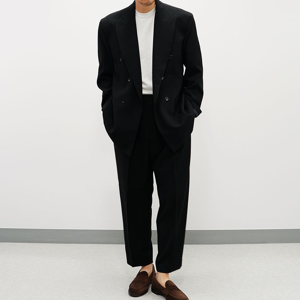 Men's Oversized Double-breasted Suit Jacket – Black Modern Blazer