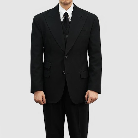 Black Hopsack Single-breasted Blazer  Classic Wide Peak Lapel Tailored  Jacket for Men - Etsy