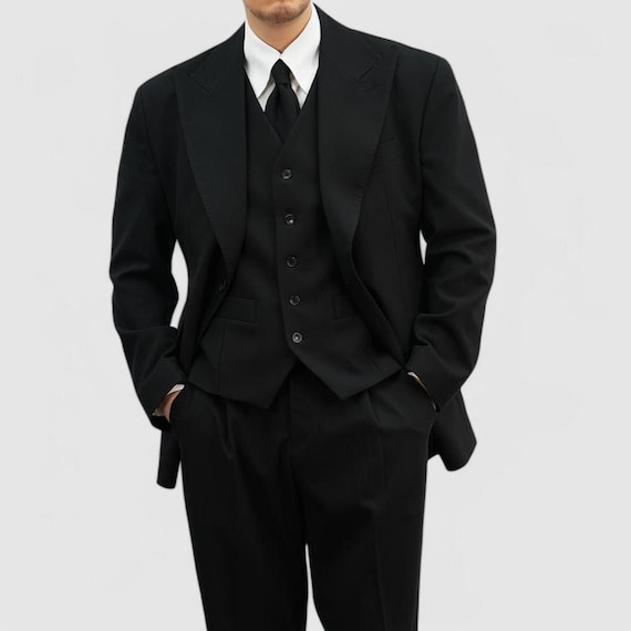Black Hopsack Vest – Classic Formal Waistcoat for Men With