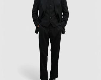 クラシックフィット 3ピース メンズ ベーシック ダブルブレスト スーツ