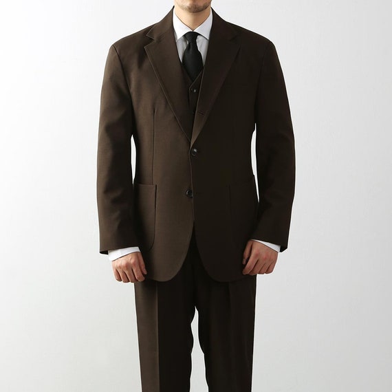 mens oxford dress shoes brown Rockefeller Collection - Double Breasted Stripe Suit Brown Regular Fit