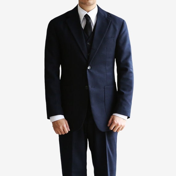 Basic Men's Wool Blend Single Suit Jacket in Navy Color / 3button Tailored Blazer Single Breasted Jacket for Fall Winter Basic Men's Wool Blend Single Suit Jacket in Navy Color / 3button Tailored Blazer Single Breasted Jacket for Fall Winter
