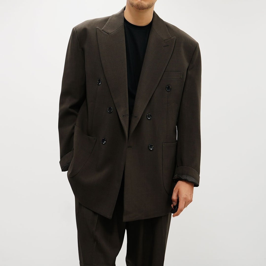Men's Oversized Double-breasted Suit Jacket – Brown Modern Blazer