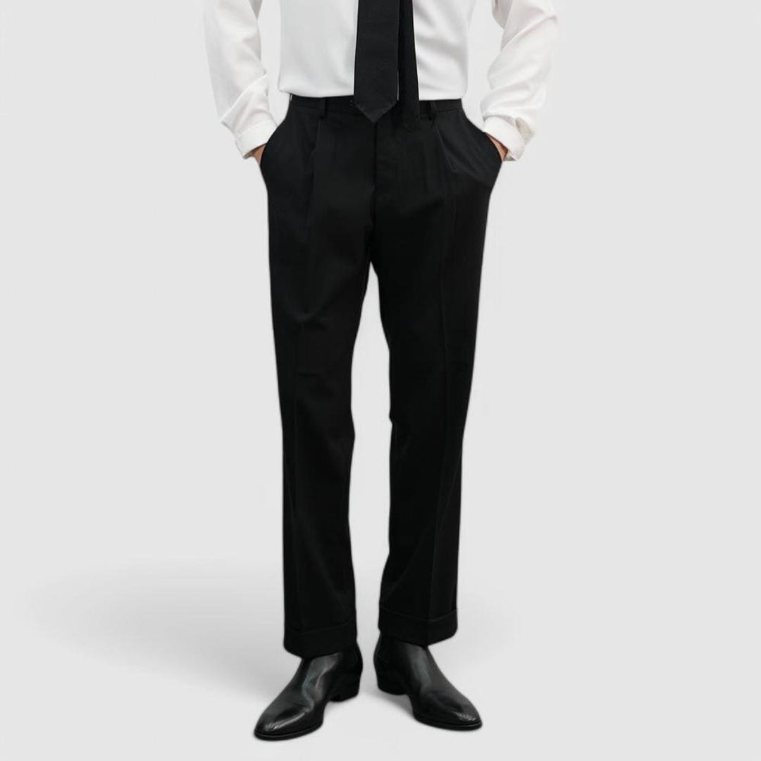 Maximilian Davis tailored trousersサイズ:S Black Hopsack Tailored Trousers – Classic Straight Fit Dress Pants