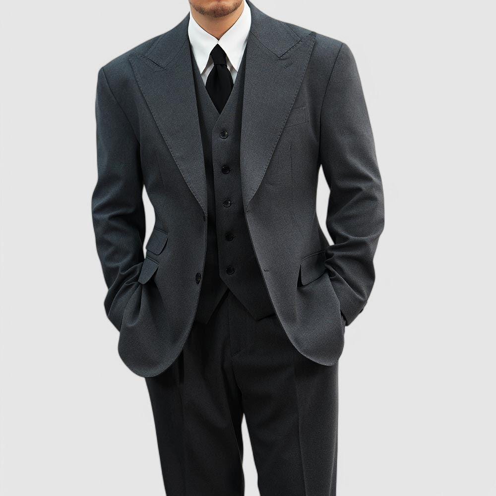Gray Hopsack Suit Jacket for Men – Tailored Single Blazer With