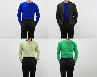 Classic Men's Warm Crew Neck Long Sleeve Knit Top / Korean Style Men Clothes / Office Look Top / Everyday Basic Soft Knit Top