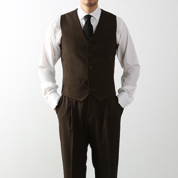 Classic Fit Men's Basic Suit Vest in Brown Color / Dress Suit 5 Button  Waistcoat Classic Button Up - Etsy Hong Kong