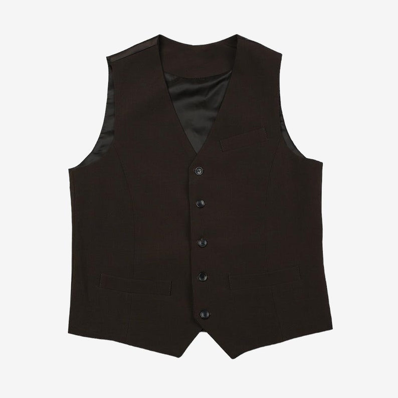 Classic Fit 3-Piece Men's Besic Single Suit Jacket, Vest and Pant Set in Brown Color / Single Breasted Jacket, Pants and Vest 3 piece Suits image 6