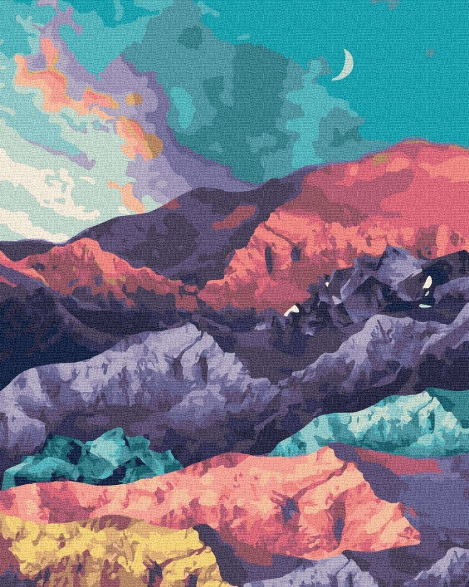 Mountain Paint by number kit Evening Landscape Adult Painting Etsy