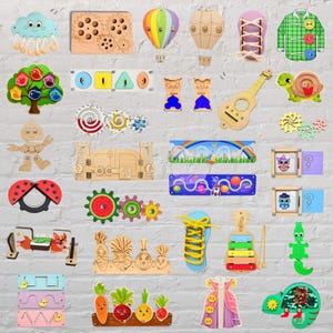 Busy Board Parts, Colored Labyrinth elements DiY set, Toddler Busy board pieces Activity Child Gift, Busy board Doors Gear Geometric Shapes