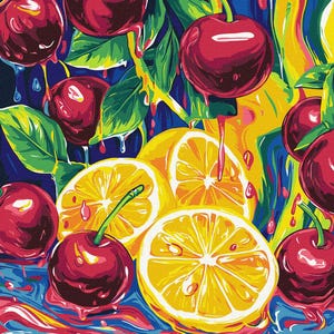Paint by number kit with Frame Fruits Taste, Bright Paint by numbers adult set, Food Canvas Kitchen Wall Decor Large Still life picture Gift
