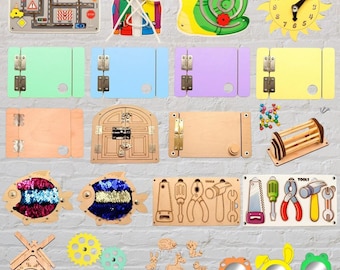 Peças do quadro de atividades Portas Elementos do quadro de atividades Faça você mesmo Peças coloridas para crianças Materiais Atividade Conjunto de artesanato infantil Componentes de madeira Formas de animais