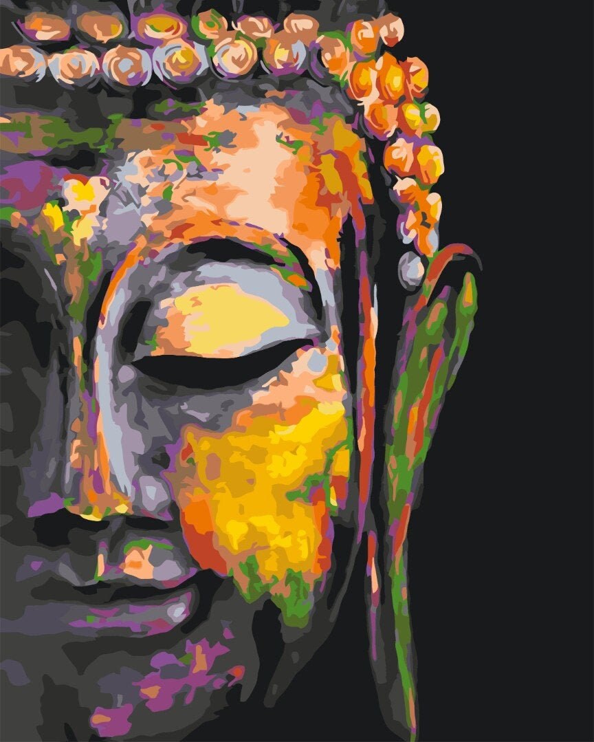 Buddha Paint by number kit Meditating Large Painting by Etsy