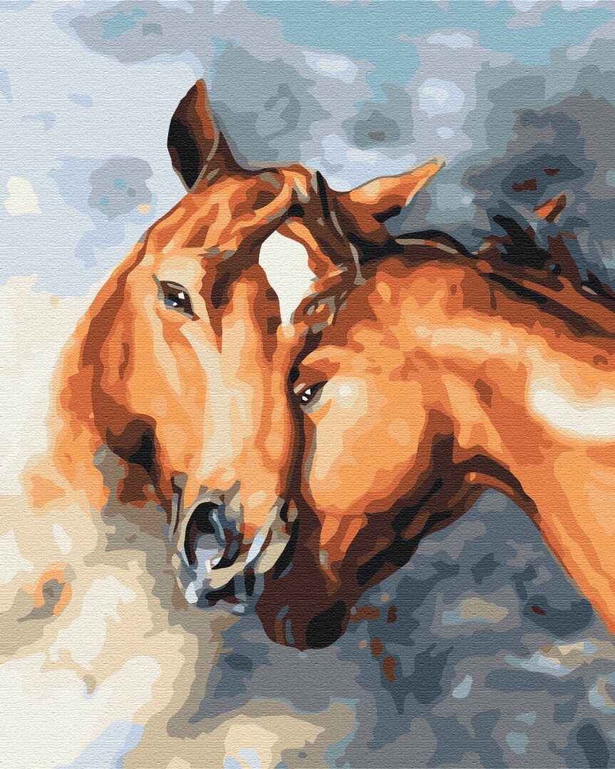 YEESAM Art Malen Nach Zahlen Kit - 'Zwei Pferde Und Hunde', 40,6 X 50,8 Cm Leinwand, Inkl. Farben, Pinsel & Optional Mit Rahmen