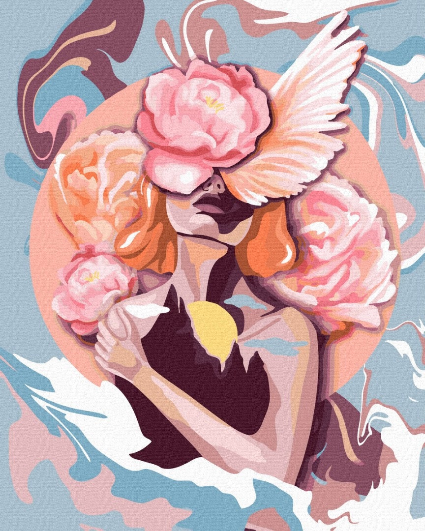 Abstraktes Malen nach Zahlen Set Frau in Blumen Gerahmte | Etsy