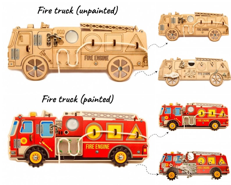 Busy Board Parts, DiY Busy board elements Toddler Busy Board Colourful pieces Activity Child Gift Craft set Tractor Wooden components shapes image 8