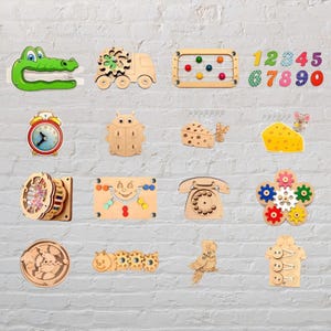 Busy Board Parts DiY Busy board elements Toddler Colourful pieces materials Activity Child Gift Craft set Telephone Wooden components shapes