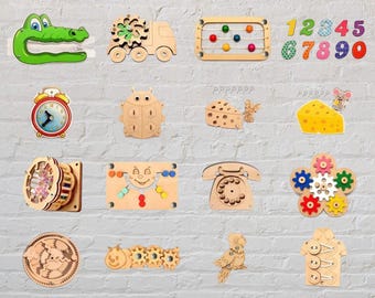 Busy Board Parts DiY Busy board elements Toddler Colourful pieces materials Activity Child Gift Craft set Telephone Wooden components shapes