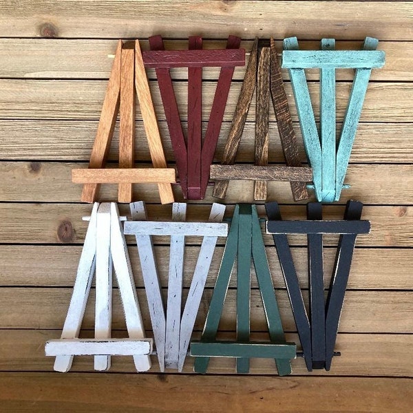 Mini Wood Easels, 5", Stained or Hand Painted Distressed