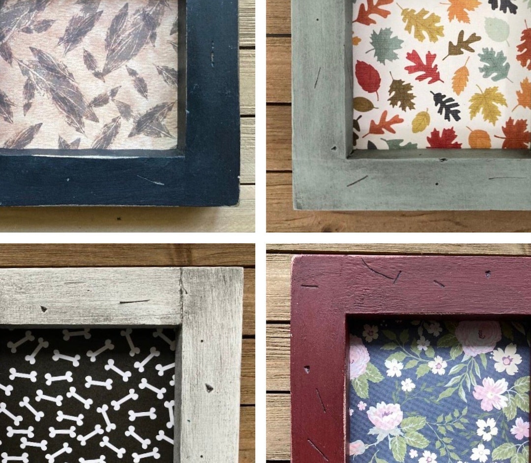 Open Front Distressed Wood Frame, No Glass for Needlework, Textured