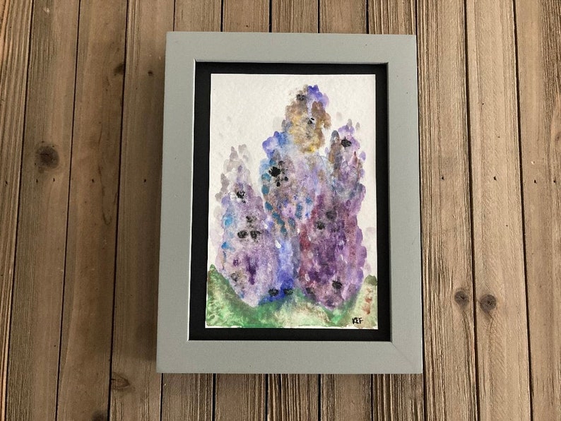 Framed Hand Painted Watercolor Lilac Framed Hand Painted Watercolor Lilac
