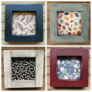 Open Front Distressed Wood Wall Frame, No Glass. For Needlework, Textured Artwork, Assorted Colors