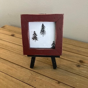 Distressed Wood Mini Frame on Easel