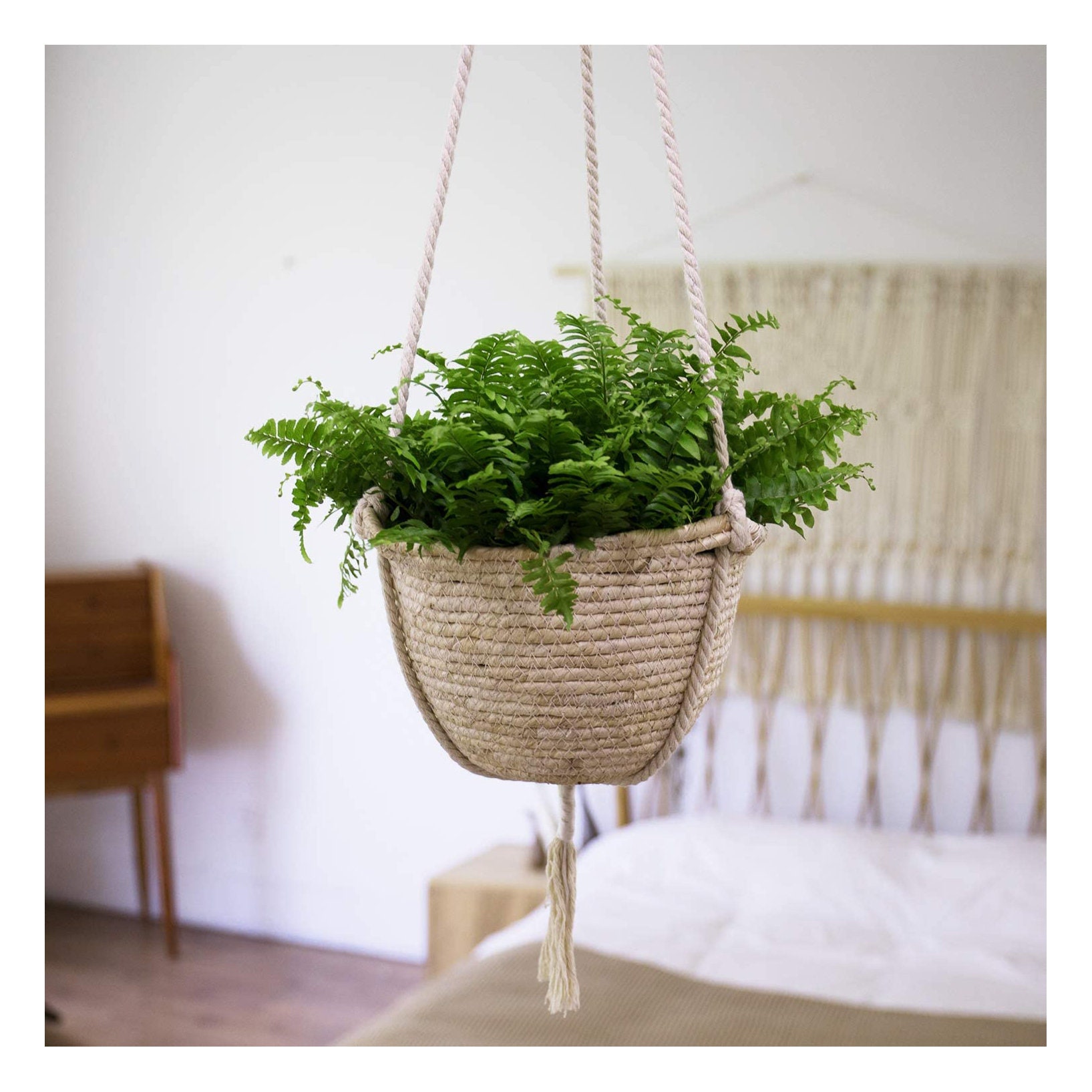 Set of 2 Hanging Woven Planter Pots Planters Plants Seagrass Etsy